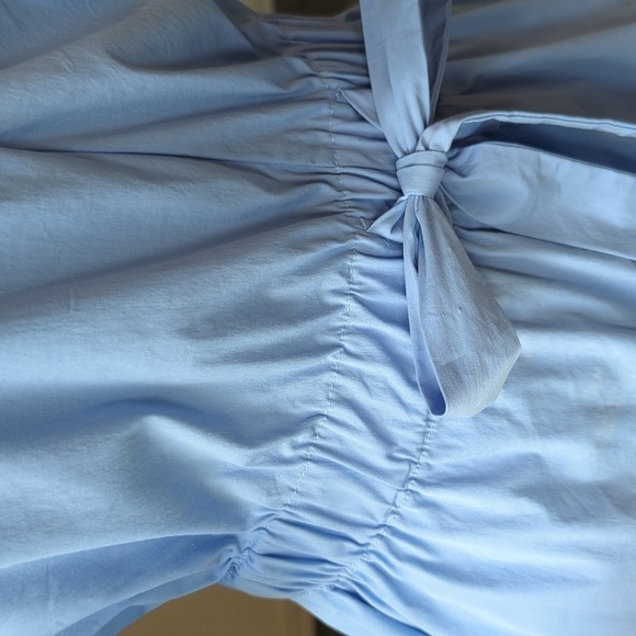 Milly Vivian Stretch Poplin Ruffle Sleeve Peplum Top Blue S cottagecore summer - Picture 7 of 13